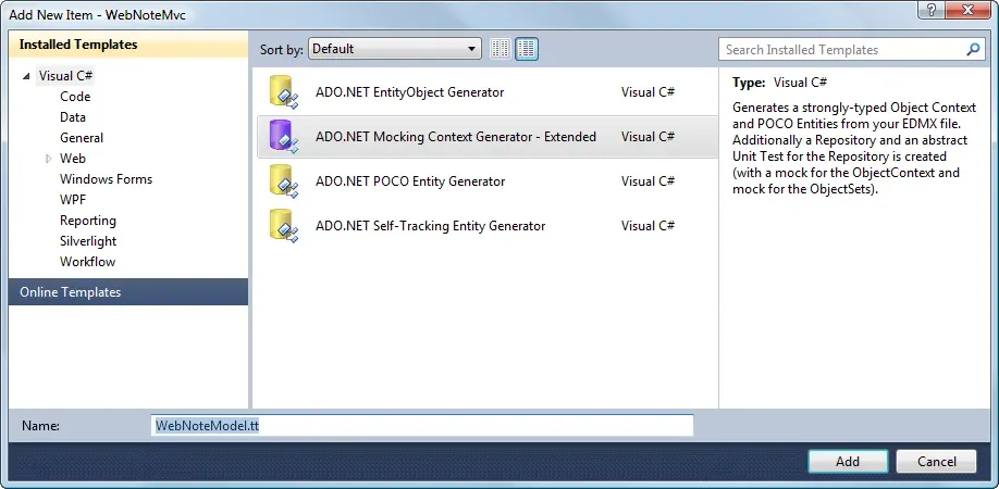 Walkthrough: ADO.NET Unit Testable Repository Generator